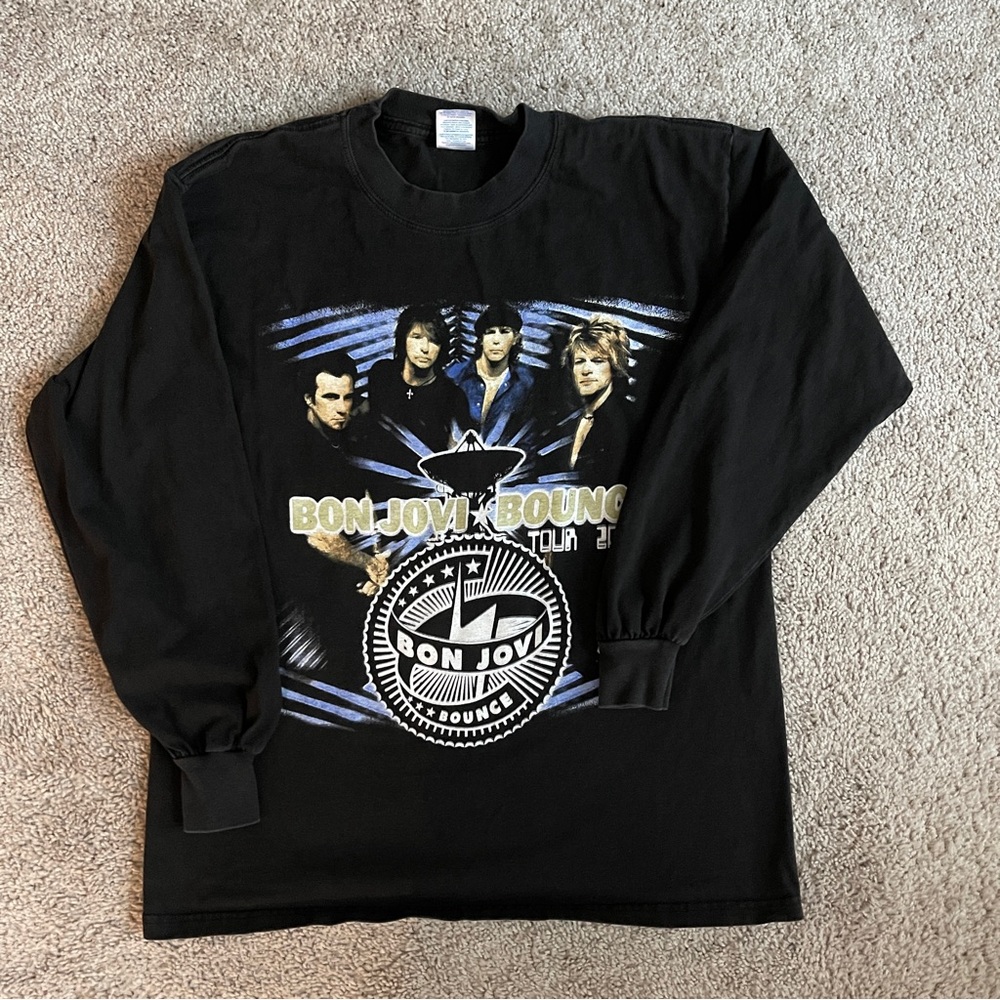 Vintage 2003 Bon Jovi Bounce Tour Long Sleeve Band T Shirt Large 21” x 28”